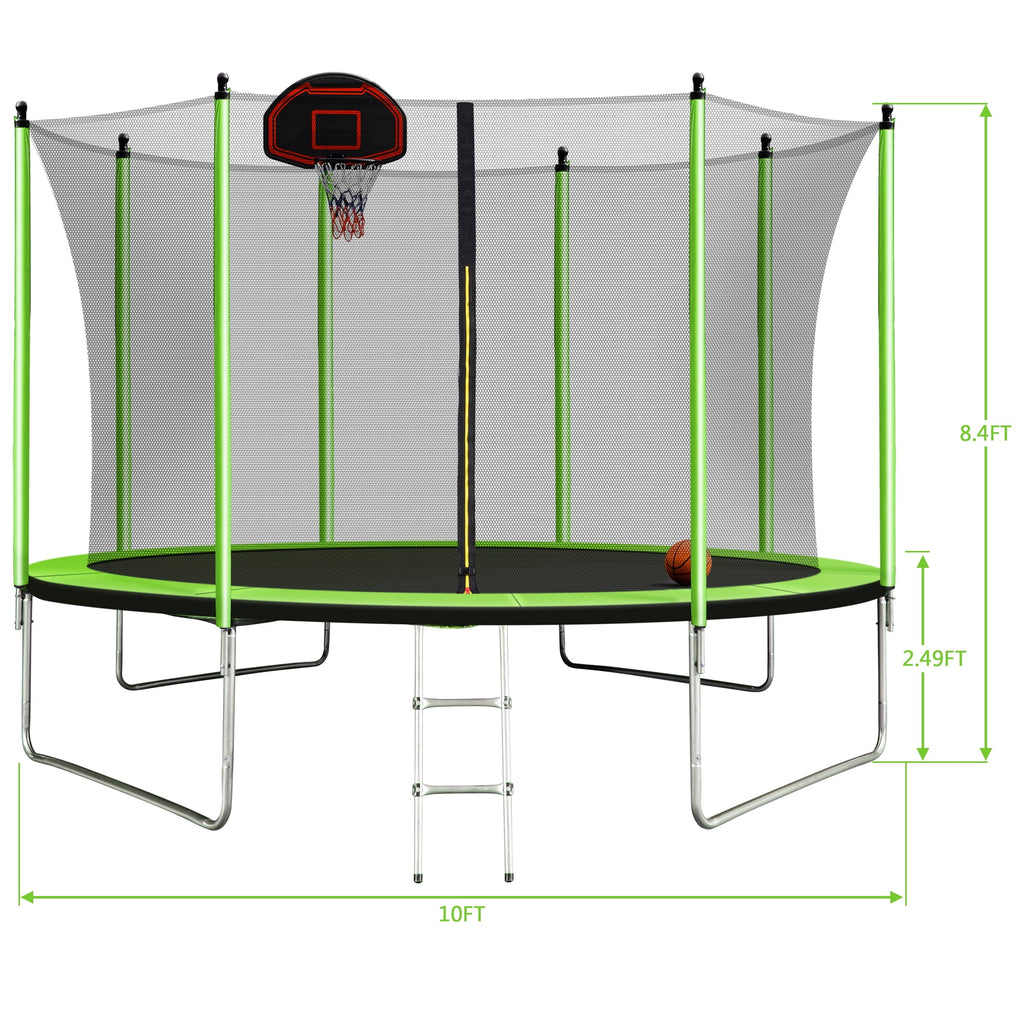 10FT Trampoline with Basketball Hoop and Ladder D79370