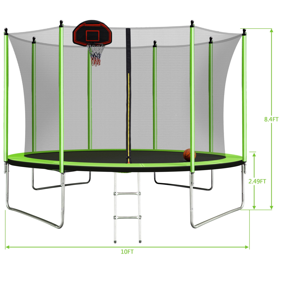 10FT Trampoline with Basketball Hoop and Ladder D79370