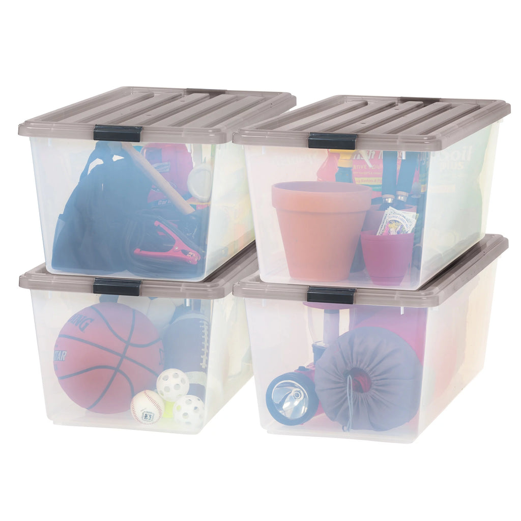 91 Qt. Clear Plastic Storage Bin with Lid, Set of 4 U651