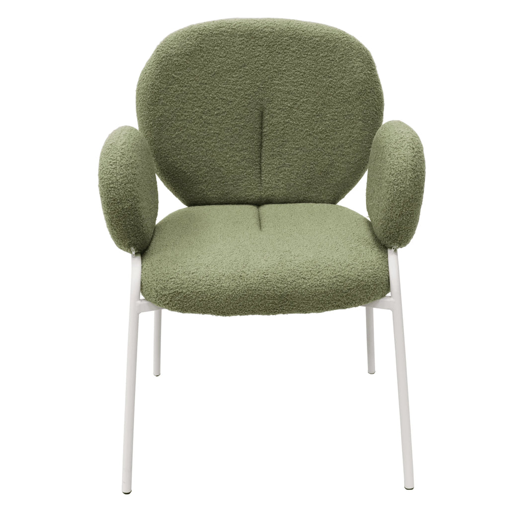 Green Boucle Dining Chair with Arms R5636
