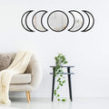 Scandinavian Moon Phase Mirror Set Glass Wood Frame R1485
