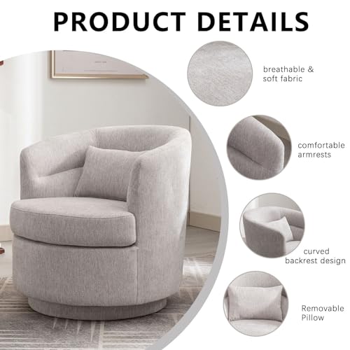 Grey Swivel Barrel Chair with Pillow Z219