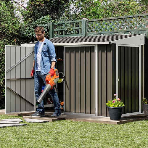 10x8 FT Outdoor Storage Shed Dark Gray Metal F367
