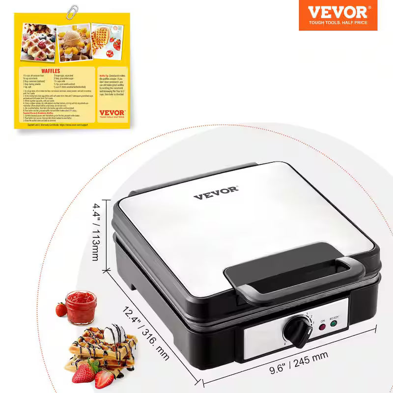 1200-Watts Non-Stick Stainless Steel Waffle Maker X6691