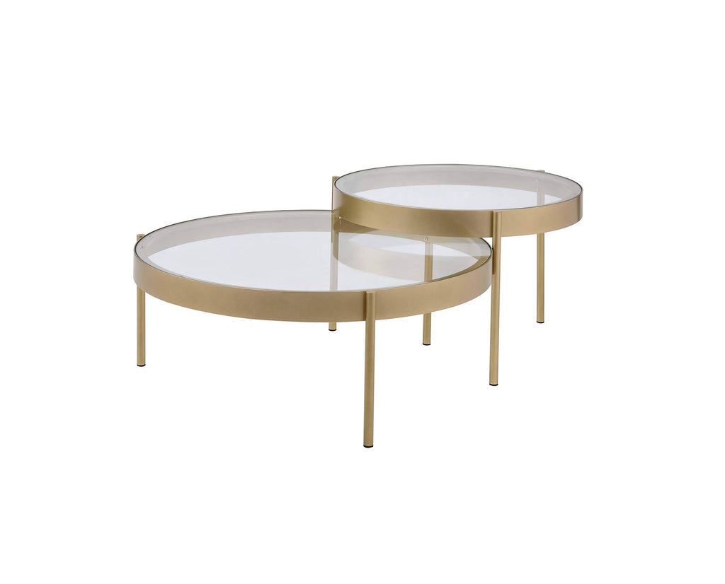 Clear Glass Gold 2pc Nesting Tables W53968