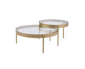 Clear Glass Gold 2pc Nesting Tables W53968