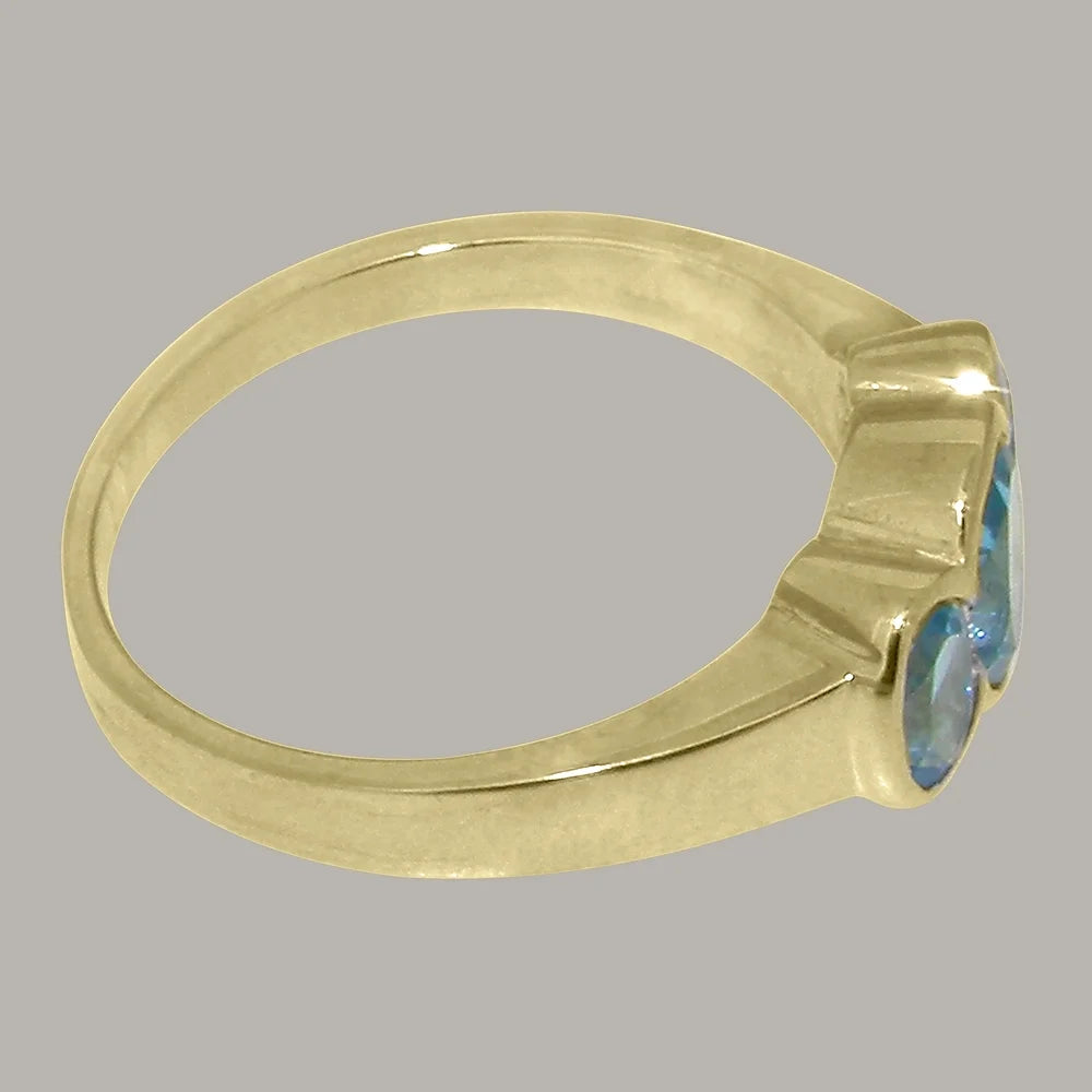 14k Yellow Gold Natural Blue Topaz Womens Ring M8194