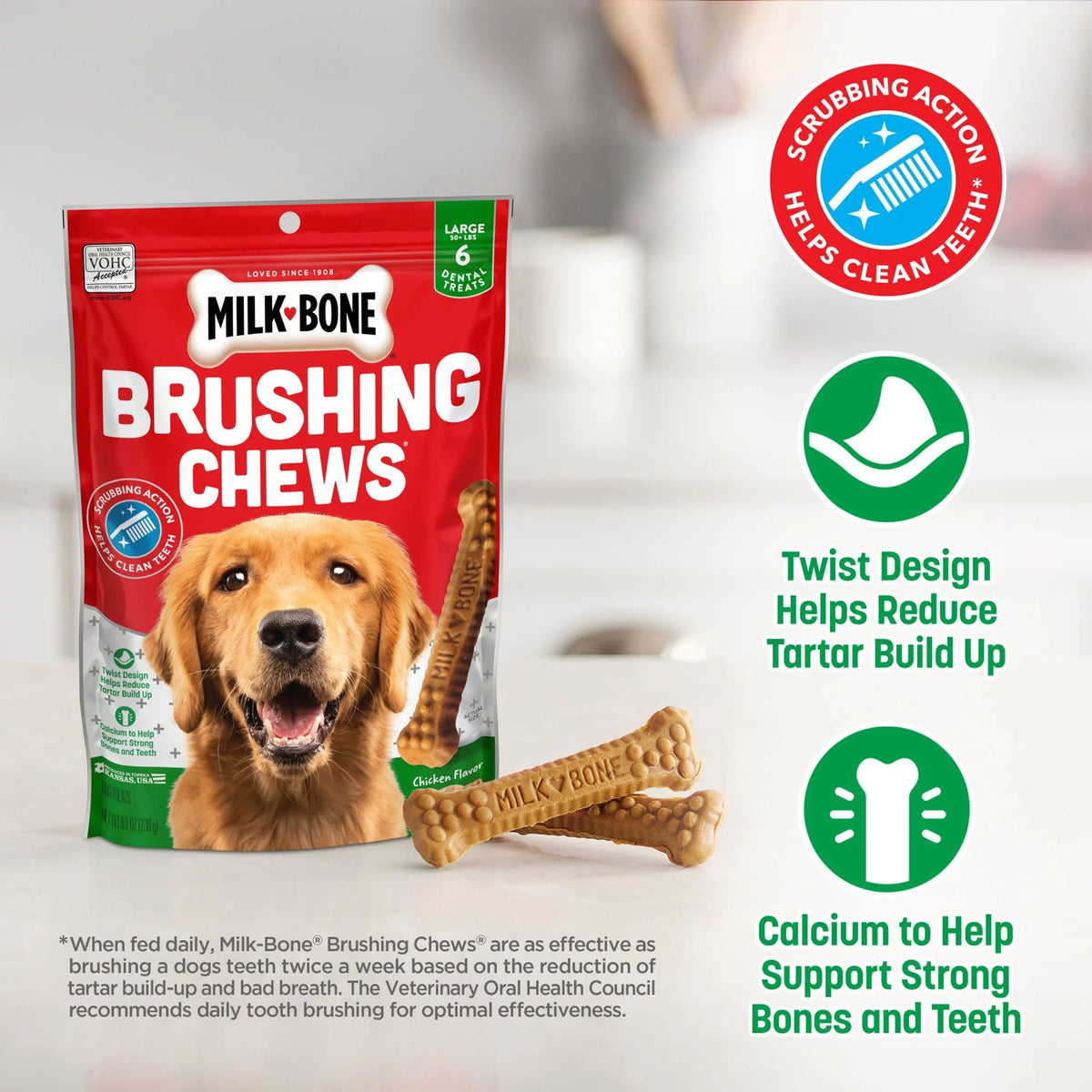 Daily Dental Dog Treats, Large, 24.2 oz, 18 Bones G9422