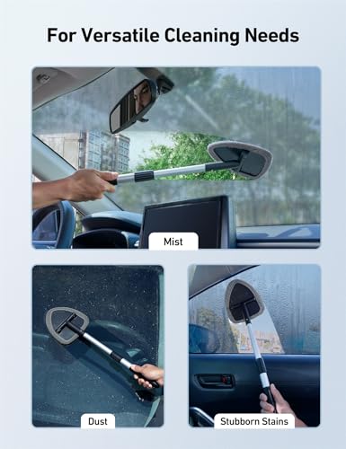 Windshield Cleaner with 4 Reusable Microfiber Pads and Extendable Handle L262