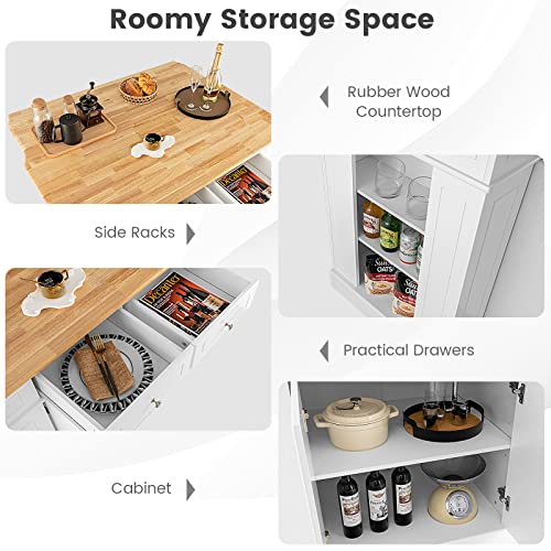 Black Rubber Wood Kitchen Island with Drop Leaf B180