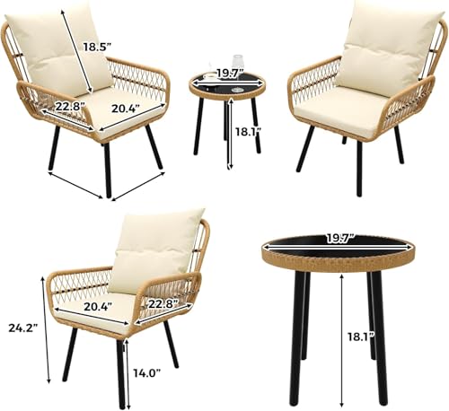 3 Piece All-Weather Wicker Patio Bistro Set with Cushions A31859