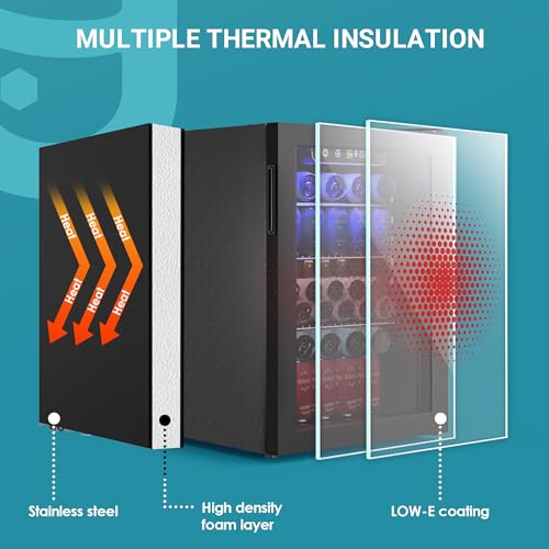 100 Can Beverage Refrigerator Mini Fridge with Glass Door, 2.7 cu.ft Z3716