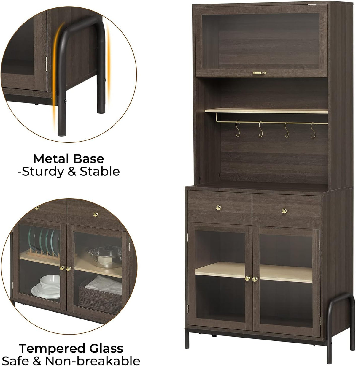 Buffet Cabinet with Storage, 71 Inches D943