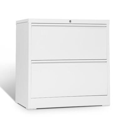 White 2 Drawer Folding Lateral File Cabinet Q8649