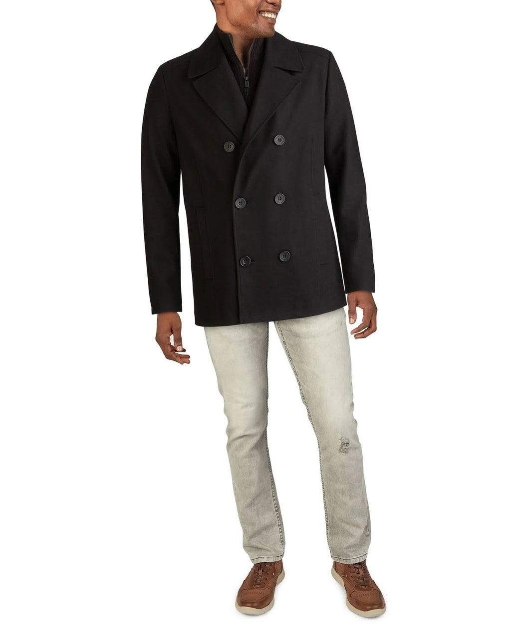 Black Wool Peacoat A3387