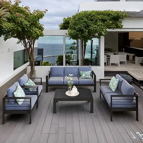 7 Seats Aluminum Patio Furniture Set with Coffee Table I326175