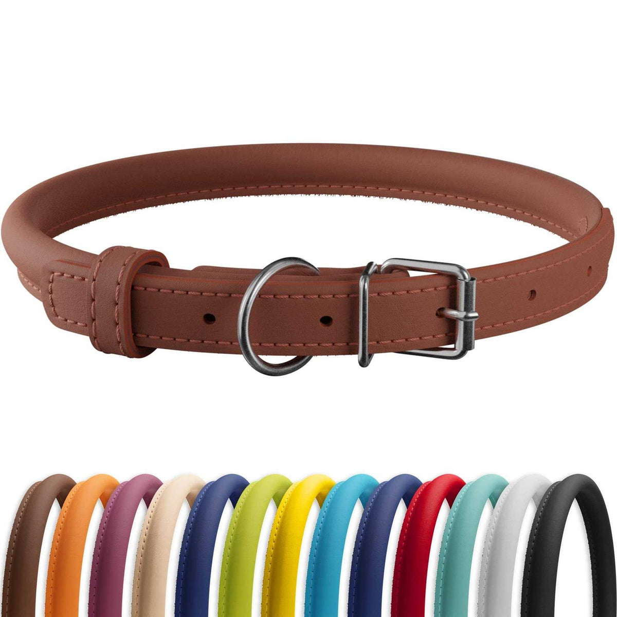 Rolled Leather Dog Collar X1201
