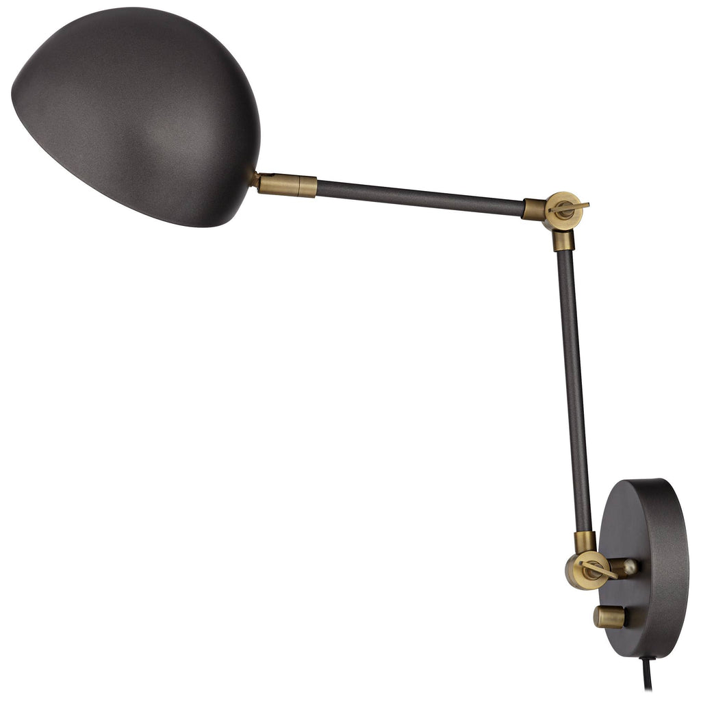 Industrial Swing Arm Wall Lamp Gunmetal Brass Plug-In Light Fixture Adjustable F875