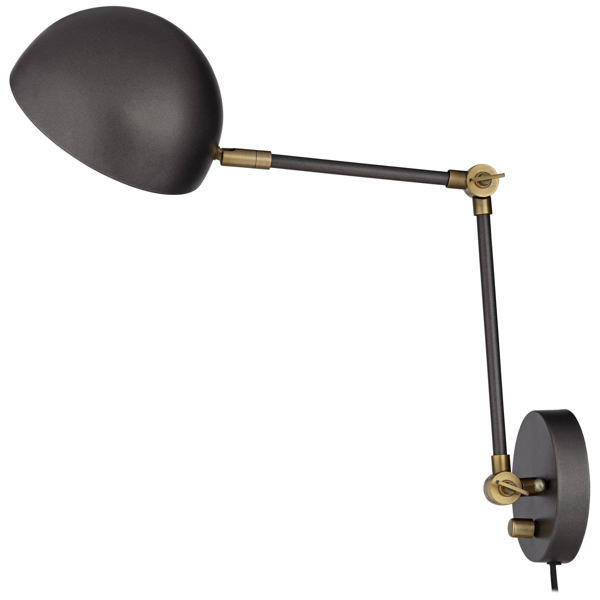 Industrial Swing Arm Wall Lamp Gunmetal Brass Plug-In Light Fixture Adjustable F875
