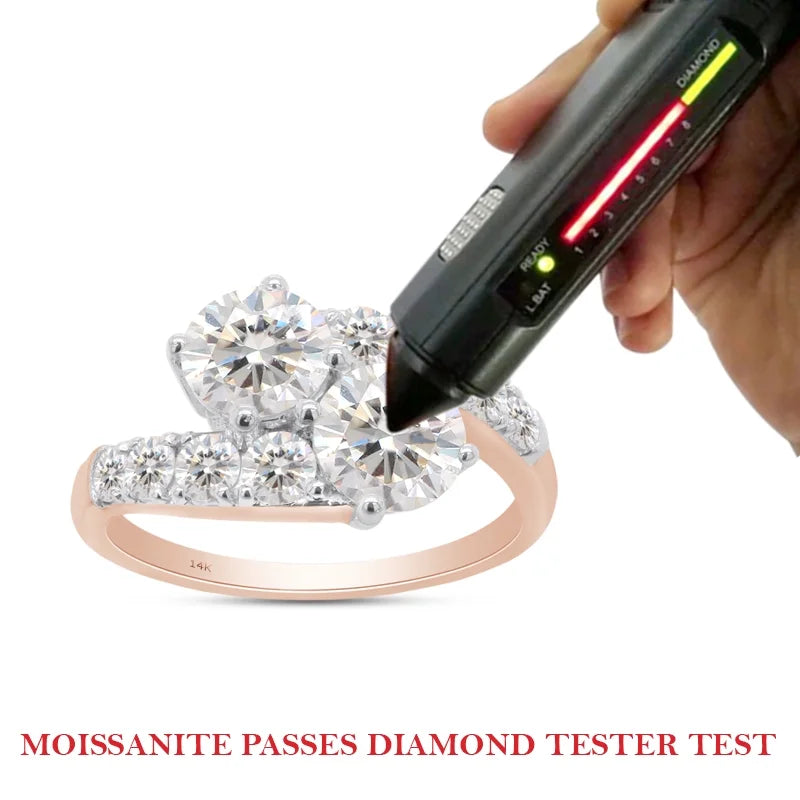 14K Solid Rose Gold Two Stone Bypass Engagement Ring E831810