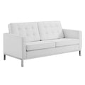 White Faux Leather Tufted Loveseat Y819270
