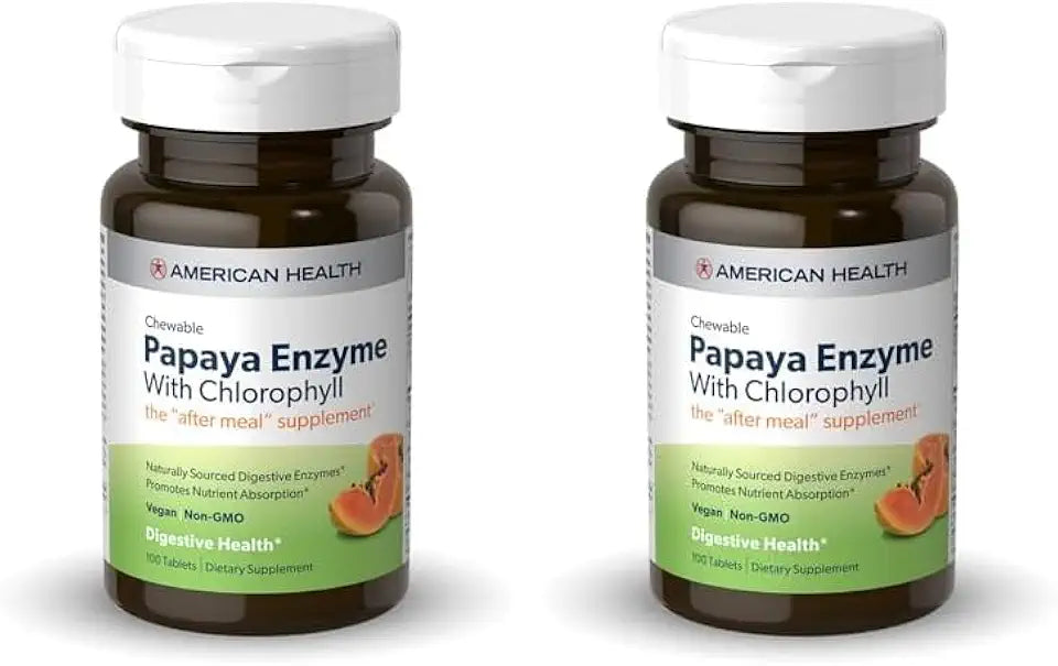Papaya Enzyme with Chlorophyll Chewable Tablets 100 Count Pack of 2 E994433