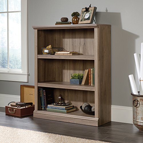 Salt Oak Finish Computer Desk with Hutch and 3-Shelf Bookcase C719