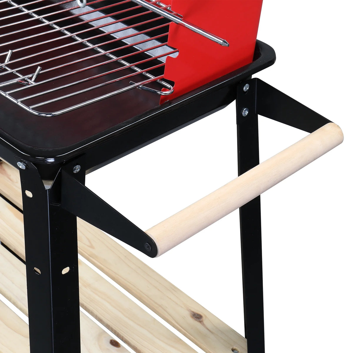 Square Enamel Charcoal Oven Black Red D59448