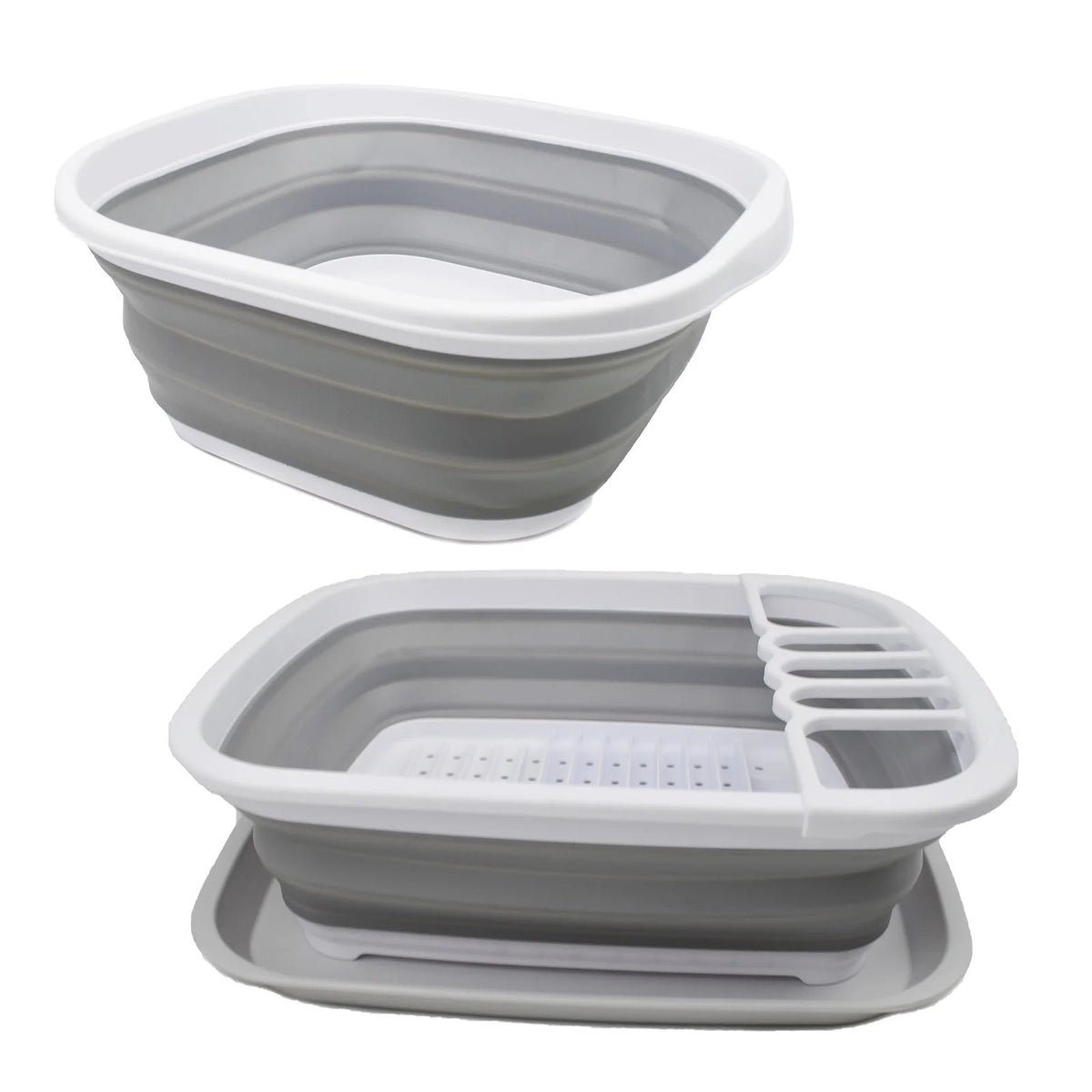 Collapsible Plastic Tub and Dish Drainer Set E515