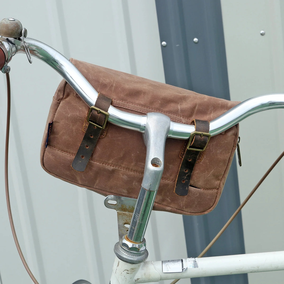 Brown Waxed Canvas Bicycle Pouch Bag W100376