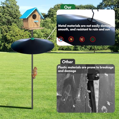 17" Extra Large Black Metal Squirrel Baffle for Bird Feeder Pole U124290