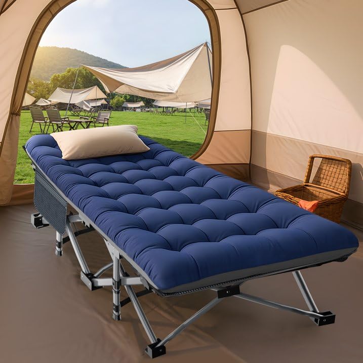 Folding Camping Cot with Pad and Carry Bag J1071