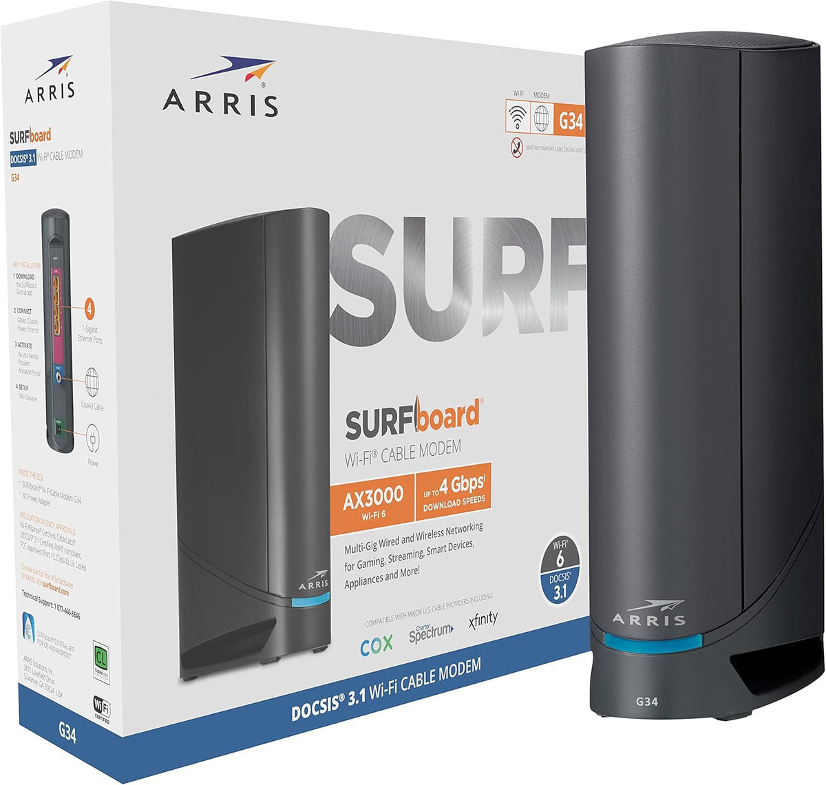 Multi-Gigabit Cable Modem & AX3000 Wi-Fi Router with 2.5 Gbps Ethernet Port J75313
