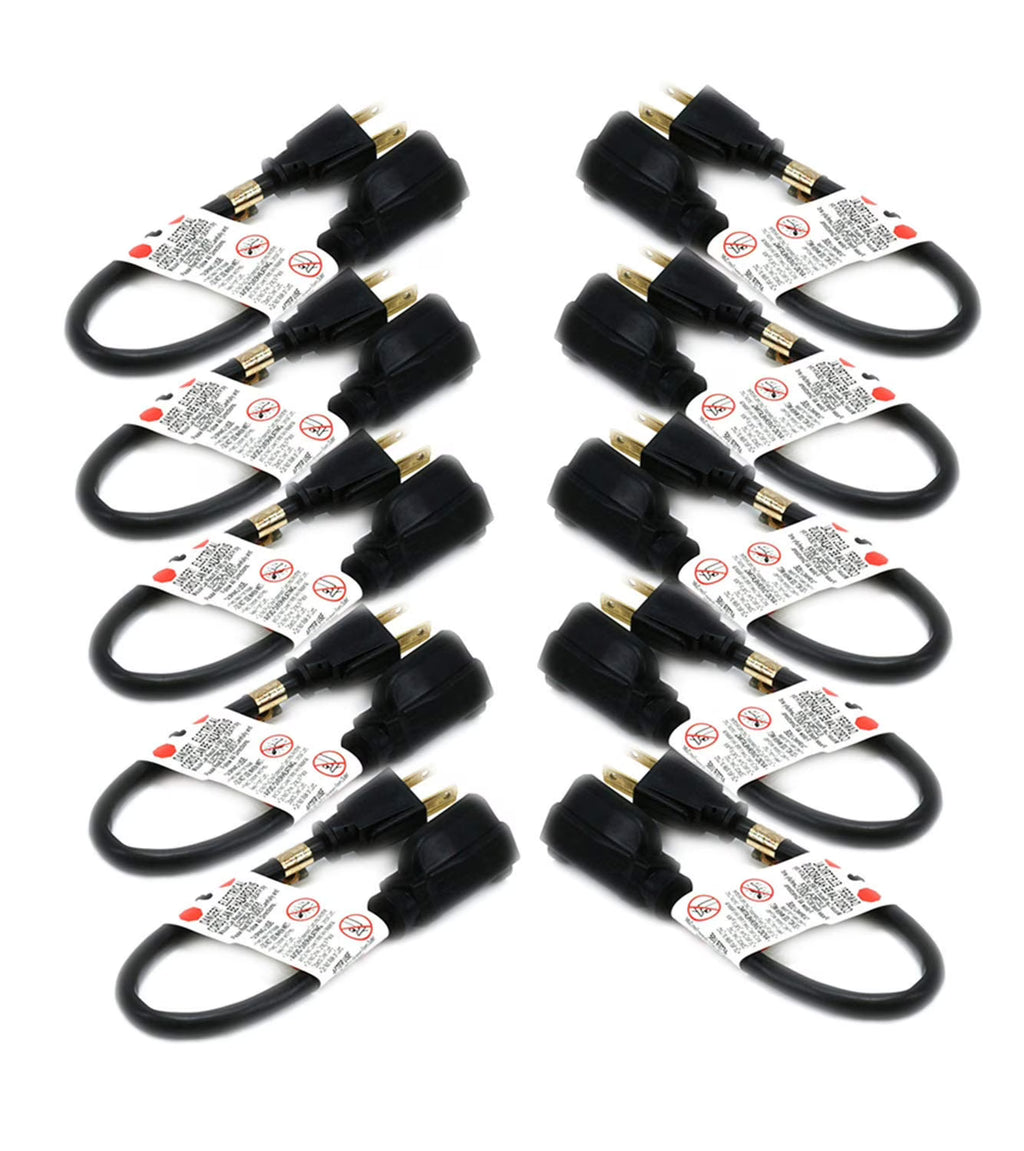 10 PACK 1 Feet Power Extension Cord W3383