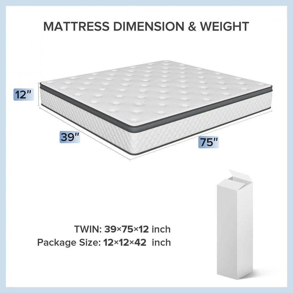 12 inch Twin Gel Memory Foam Mattress L421