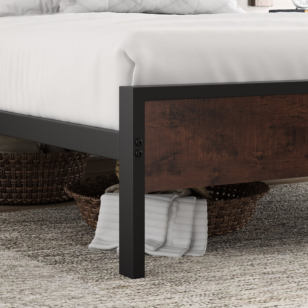 Heavy Duty Full Size Platform Bed Frame with Wood Headboard K238999