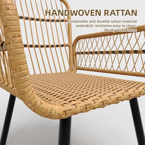 3 Piece All-Weather Wicker Patio Bistro Set with Cushions A31859
