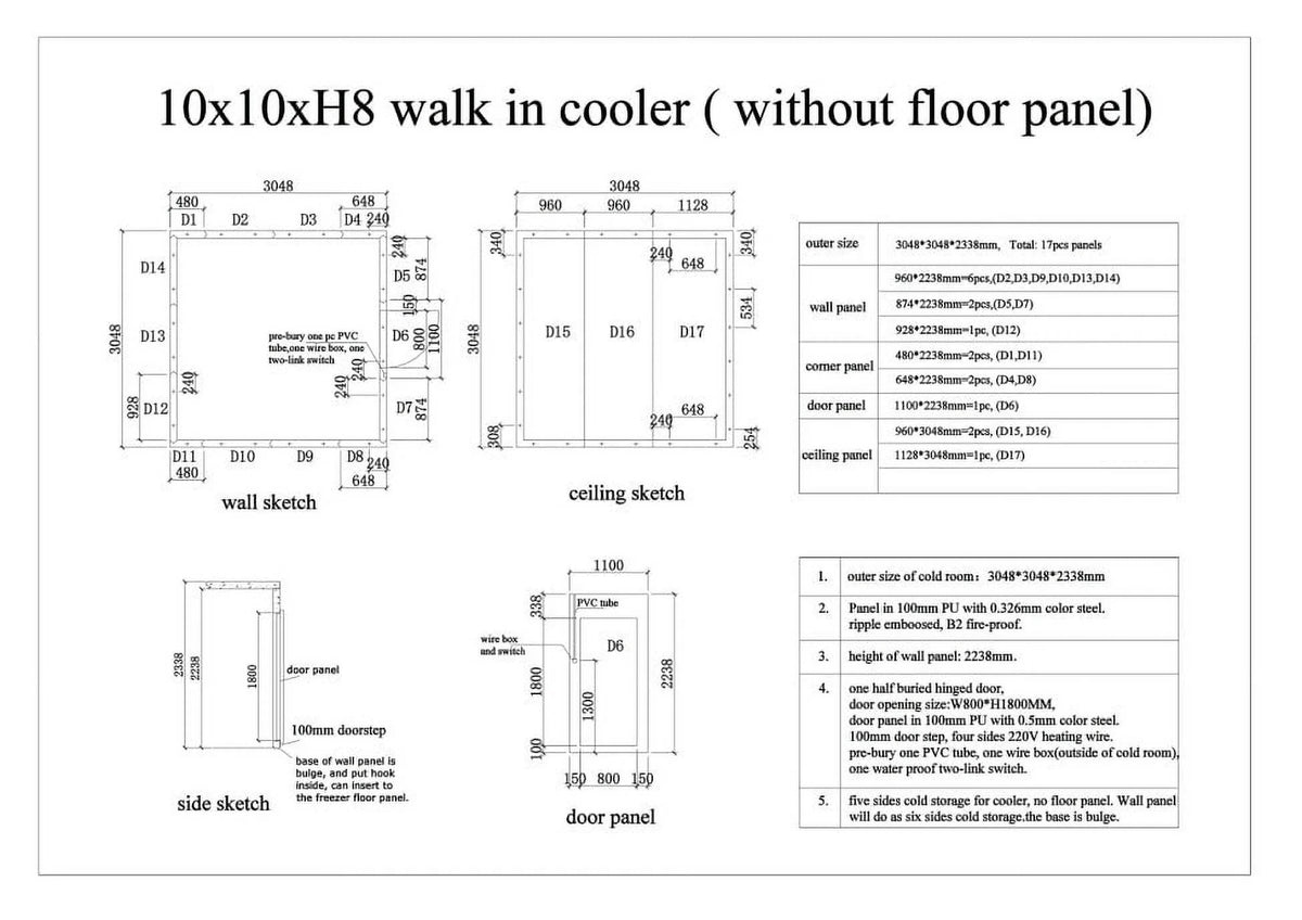 Walk-In Refrigerator Cooler Box NSF M8682