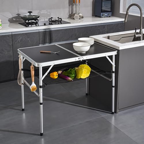 Folding Camp Table Adjustable Height Aluminum V306140