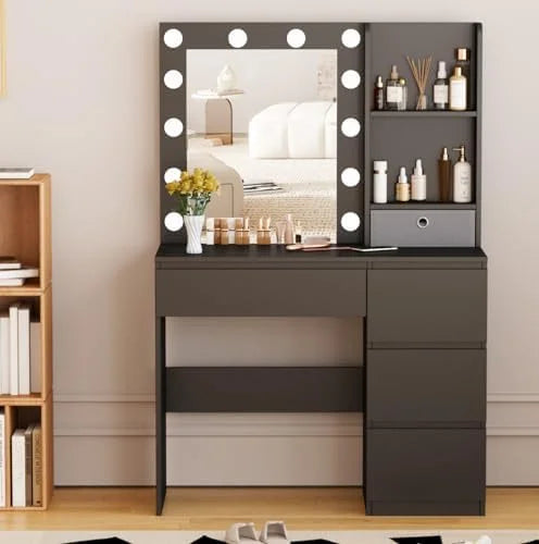White Vanity Desk Set with Mirror & Light Z3400