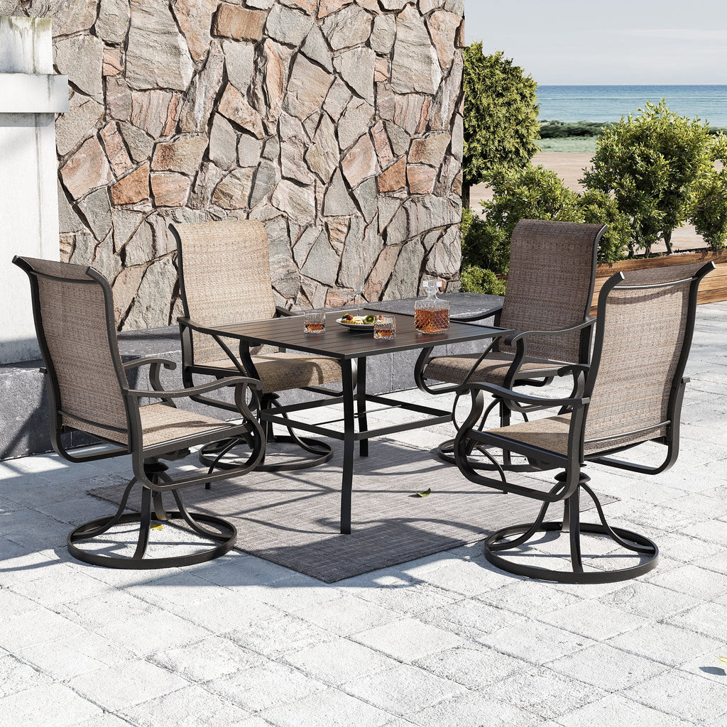 Khaki Swivel Outdoor Chairs Set of 2 G69548
