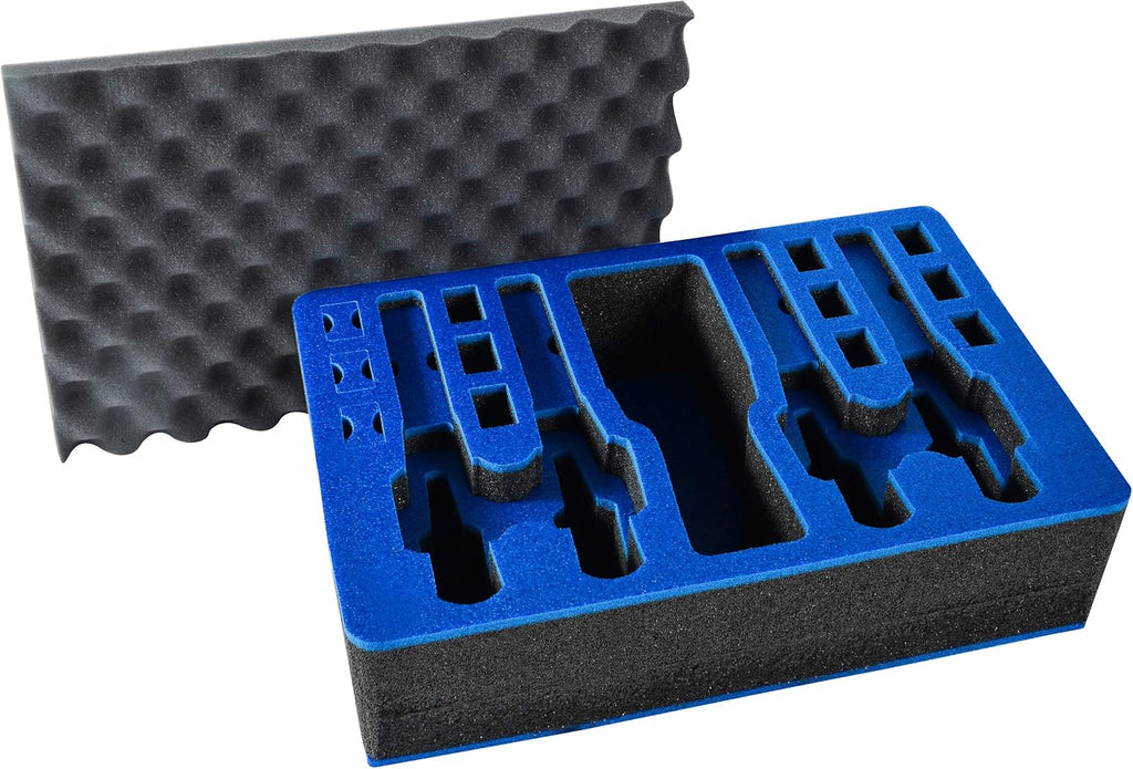 Pistol & Magazine Storage Foam Insert for Pelican P-1500 Case, 2 Piece Set Pre-Cut Polyethylene Foam Base Insert and Lid Liner F5023
