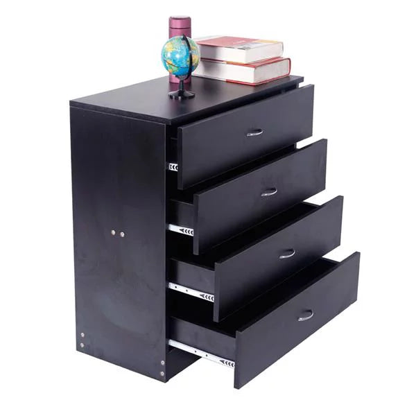 Black 4 Drawer Bedside Table O529459