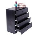 Black 4 Drawer Bedside Table O529459