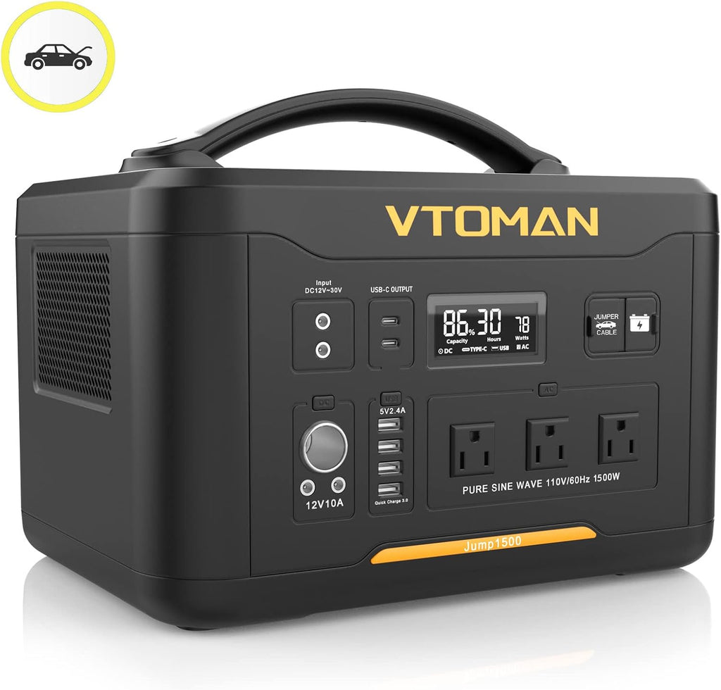 Portable Power Station with Jump Starter, 1500W/1548Wh LiFePO4 Battery M7997