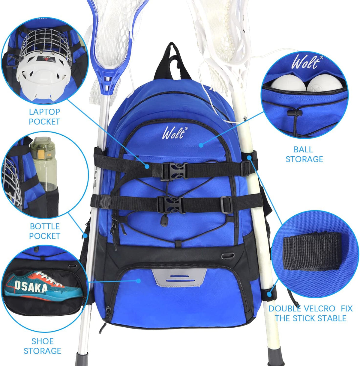 Extra Large Lacrosse Backpack Bag with Two Stick Holders K24249