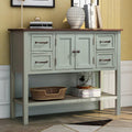 Green Console Table Buffet Sideboard with Storage Drawers Cabinets and Bottom Shelf C646