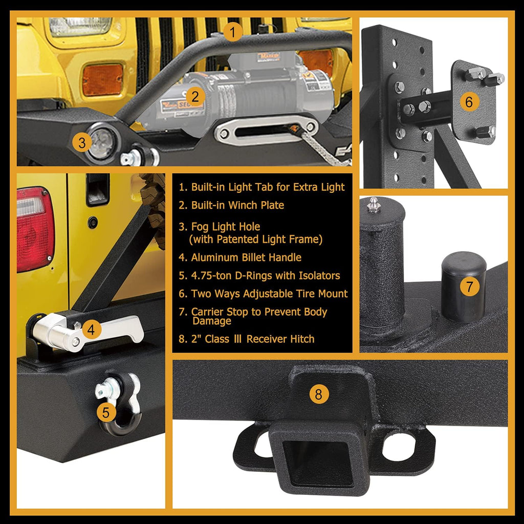 Front LED Bumper and Rear Bumper with Assembled Tire Carrier Z462