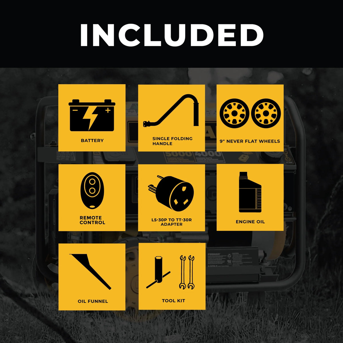 5000/4000 Watt Remote Start Gas Portable Generator K91750