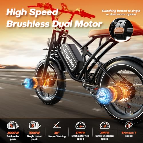 2000W Electric Bike with 48V Battery 20"x4.0" Fat Tires A1055
